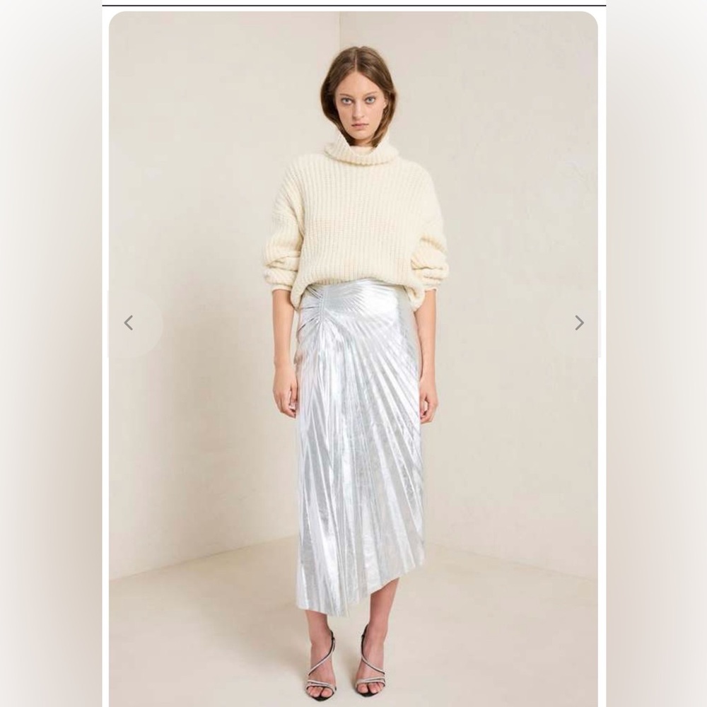 ALC TORI Silver Pleated Women's Skirt SIZE 8